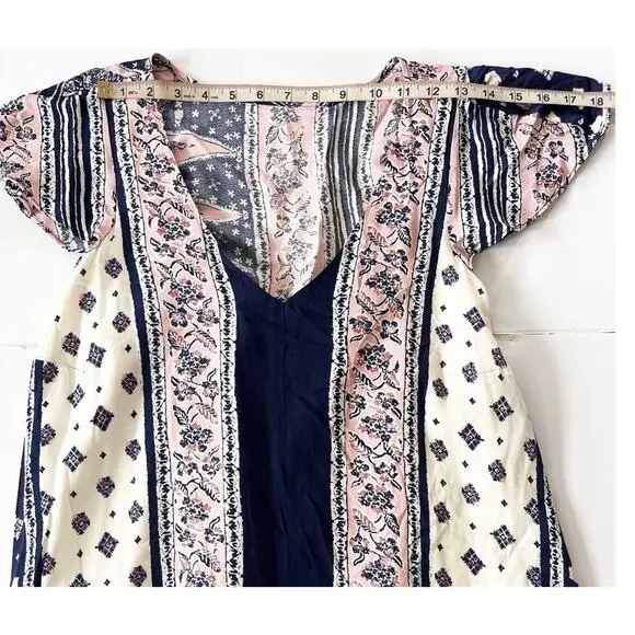 Anthropologie Maeve Dress M Blue Pink Floral Boho Flare Midi High Low Swing - Picture 3 of 8